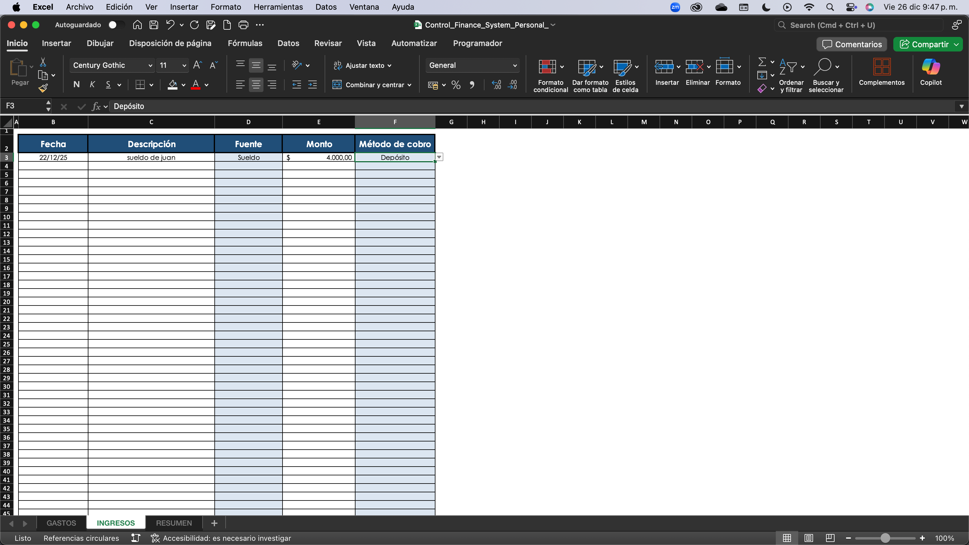 Control Finance System – Personal