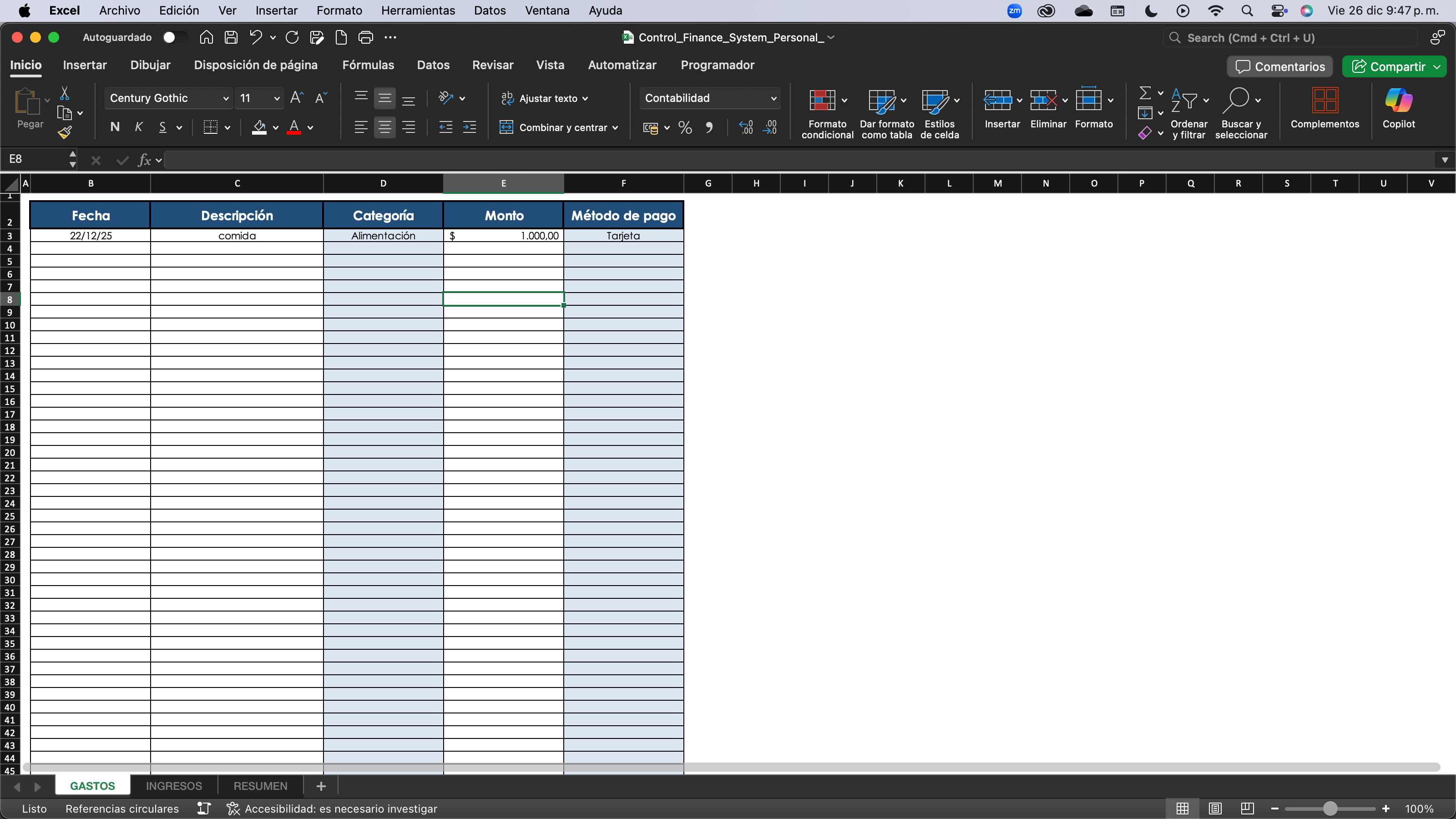 Control Finance System – Personal