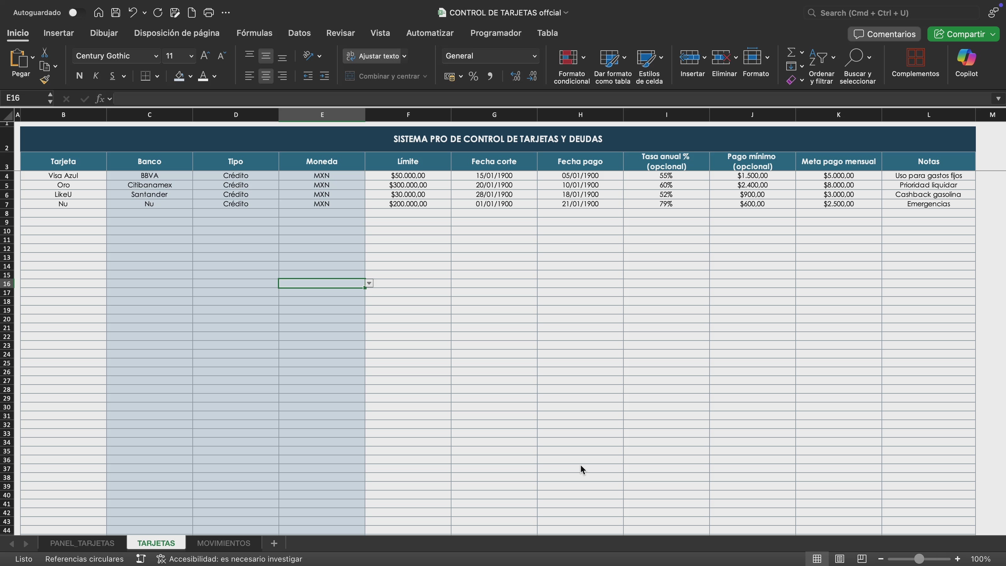 Control de Deudas y Tarjetas